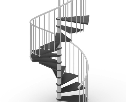 Phola-Spiral-staircase---Lacquered-black-and-silver-steel