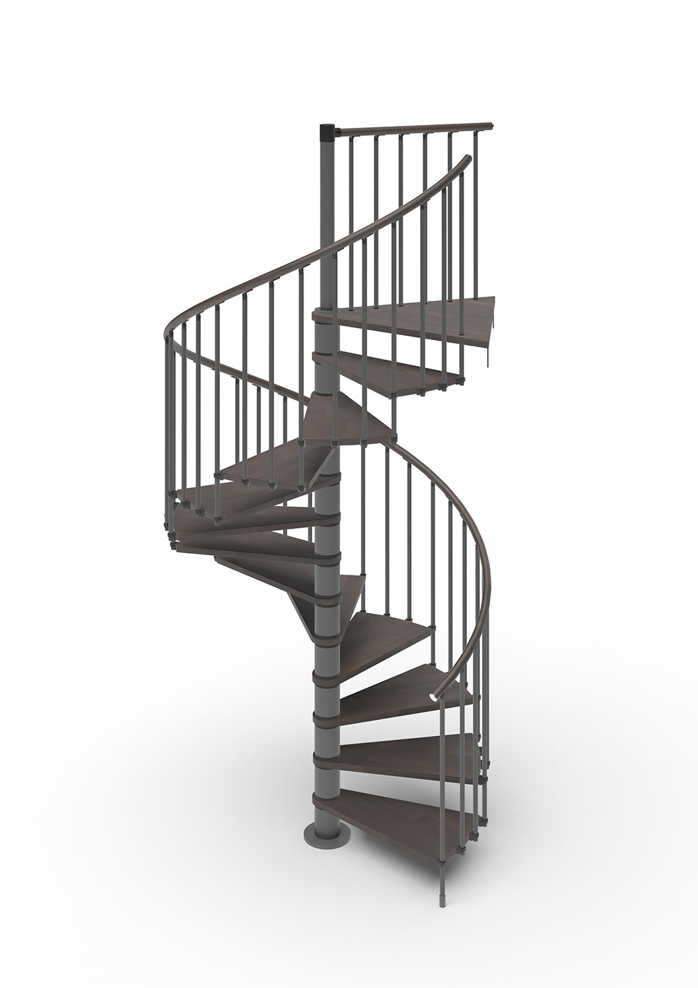 Phola Delux Spiral Staircase--Dark-Grey-Steel---Wenge-stain