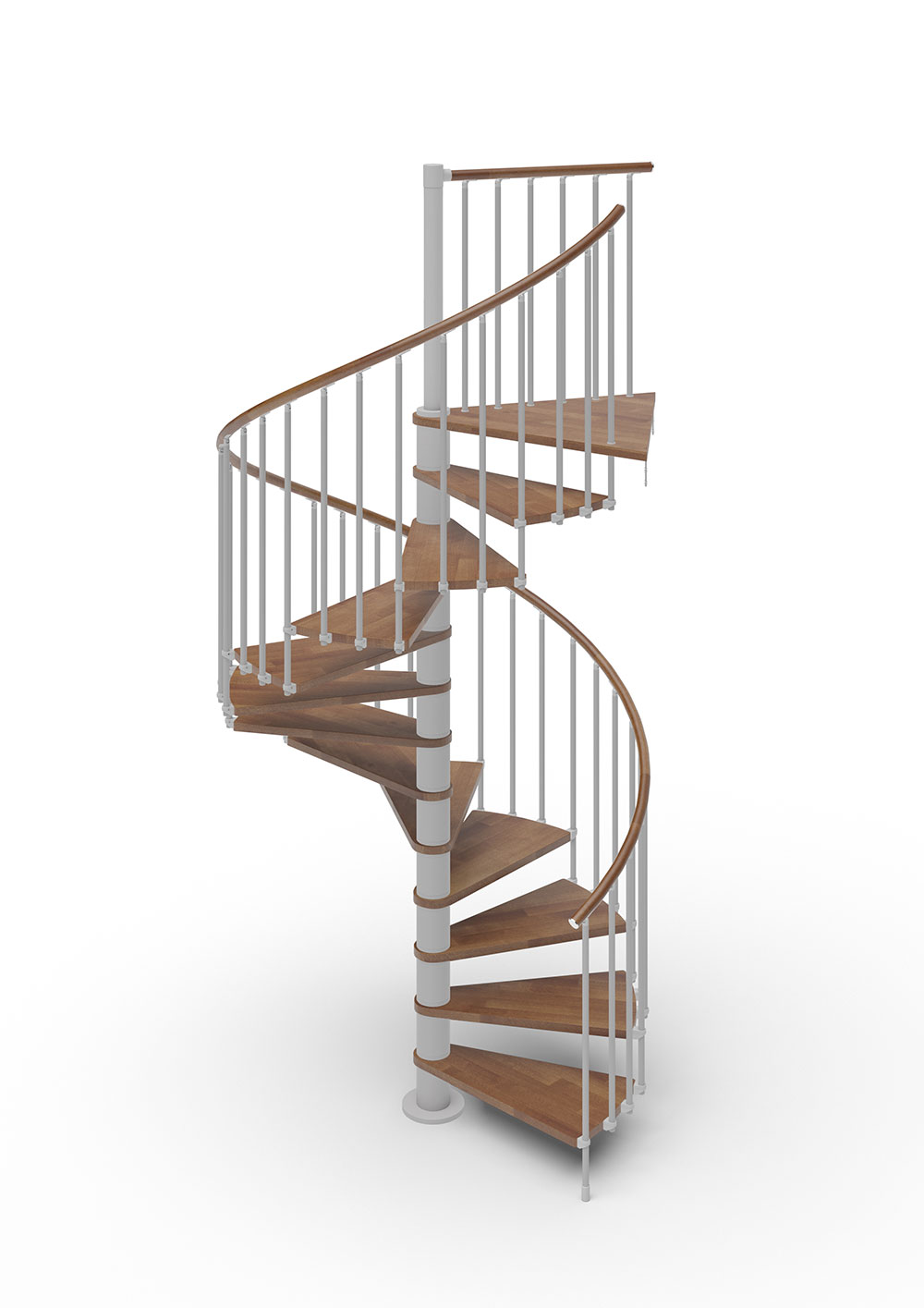 Phola Delux Spiral Staircase---Silver-Grey-Steel---Walnut-stain