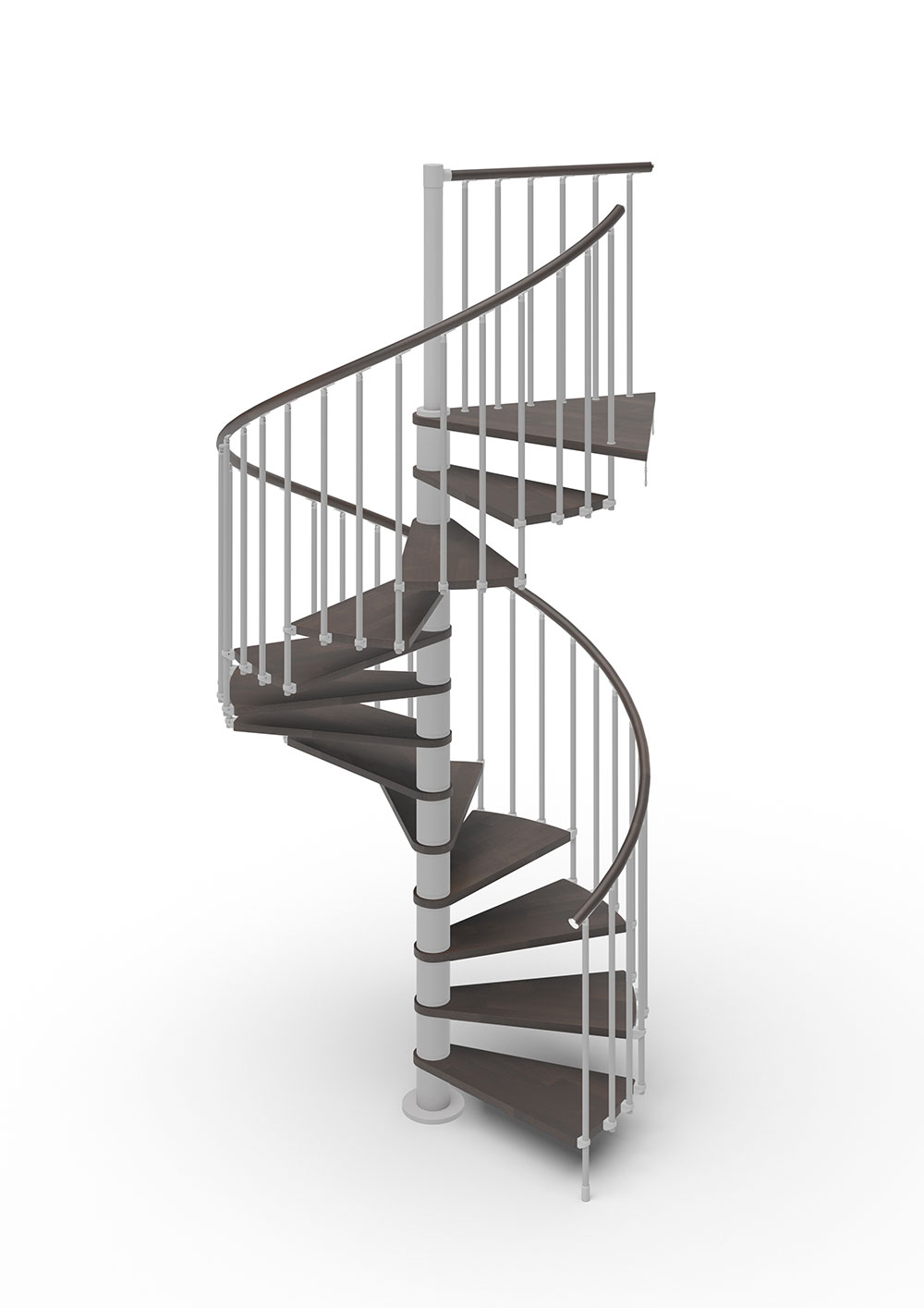 Phola Delux Spiral Staircase--Silver-Grey-Steel---Wenge-stain