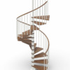 Phola Delux Spiral Staircase---White-Steel---Walnut-stain