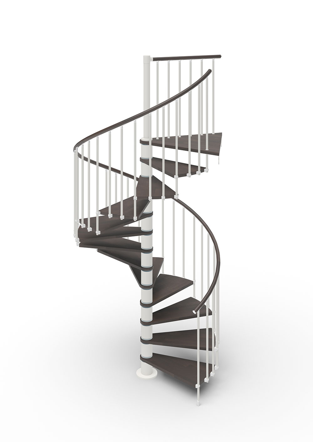 Phola Delux Spiral Staircase---White-Steel---Wenge-stain